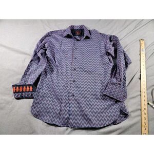 Visconti Black Shirt Men Medium Geometric L/S Button up All Over Print Flip Cuff